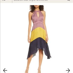 Harlyn anthropology color block pleated midi dress xs